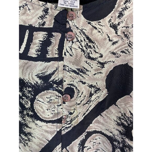 VTG Adrian Jordan 100% Silk Women Abstract Long Sleeve Button Up Top Plus Sz 26 - Picture 5 of 15